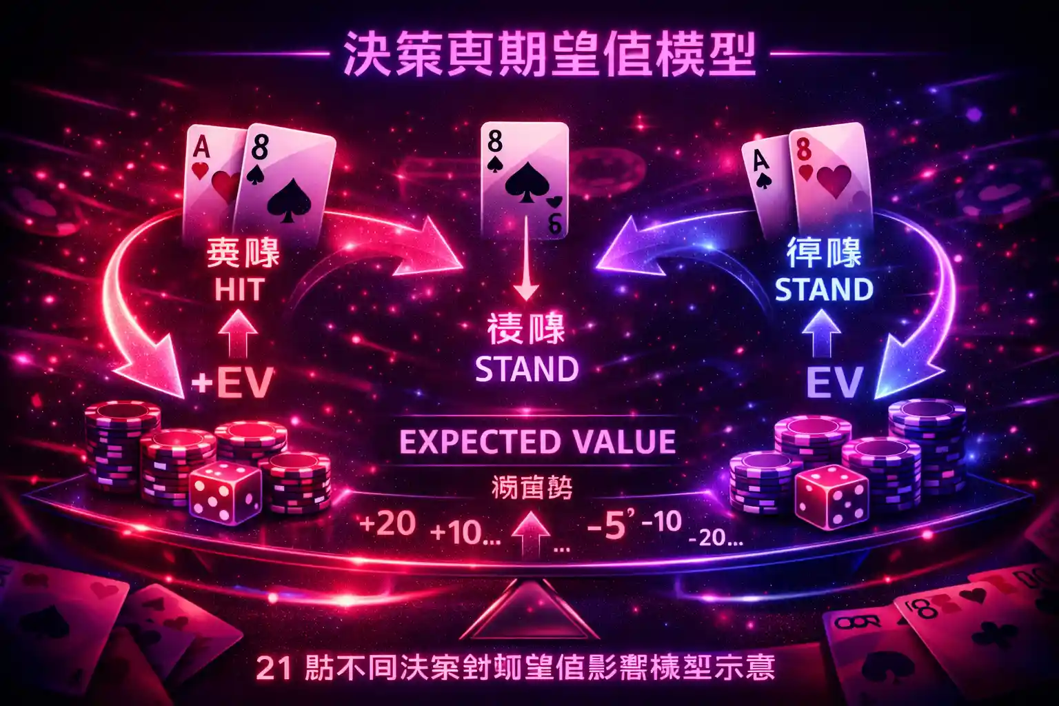 21點期望值決策模型示意圖