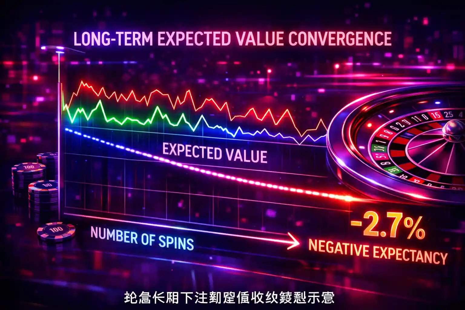 轮盘长期期望值收敛示意图