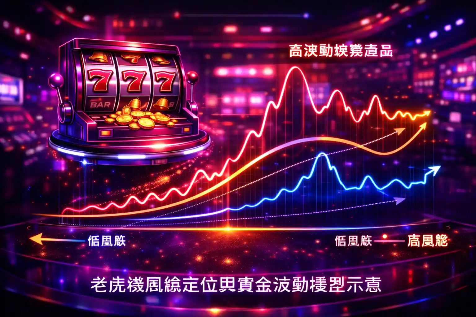 老虎機風險定位與資金波動關係示意圖