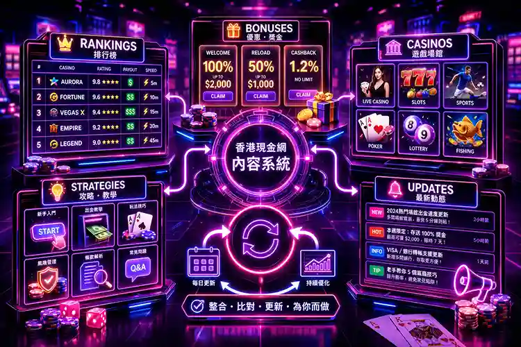 香港現金網評測站以排行榜優惠獎金遊戲場館攻略與動態組成完整內容系統