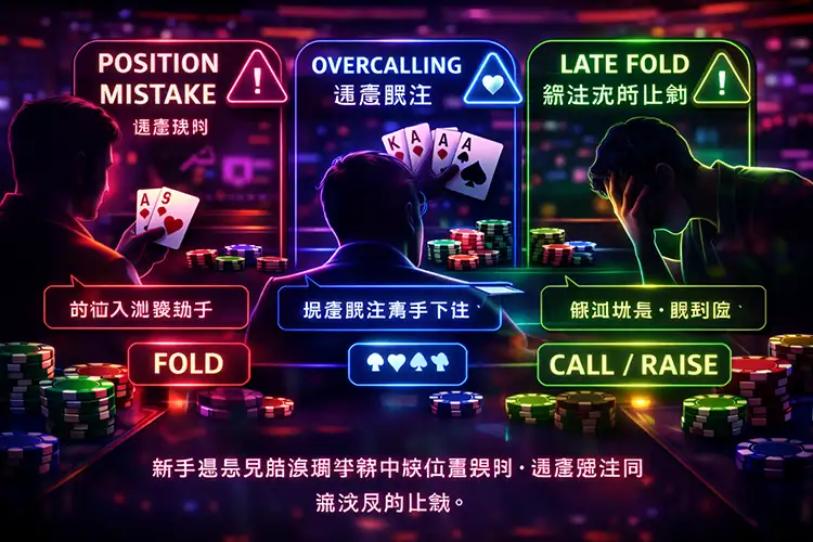 poker 新手常見錯誤包括過度跟注與忽視位置判斷
