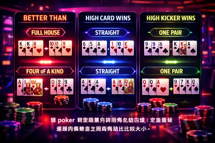 poker 牌型大小與同類牌型比較邏輯教學